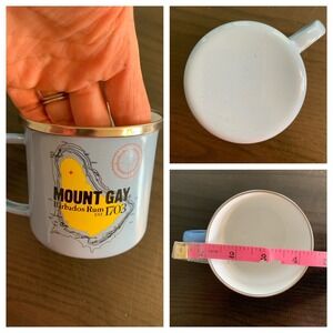 Mount Gay Barbados Rum Metal Camp Mug Blue‎ Yellow Map Enamel Cup Vintage Style